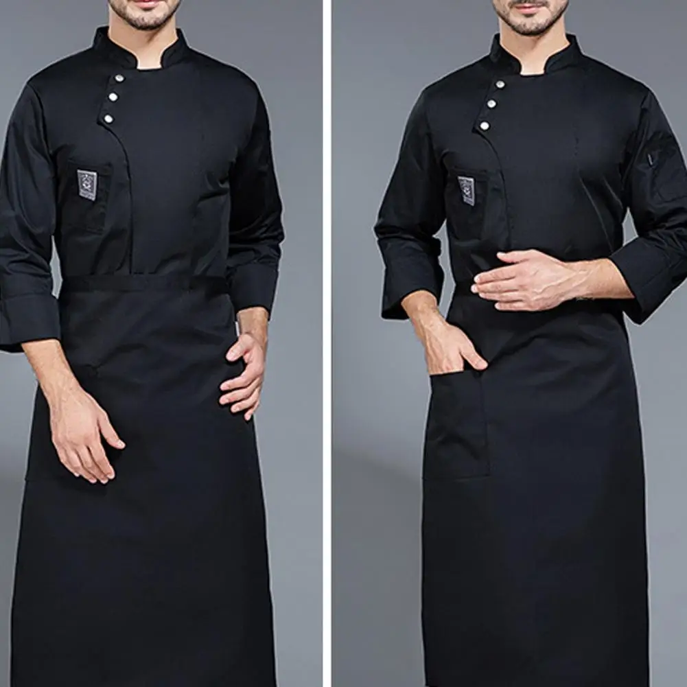 Men Women Chef Tops Single-breasted Button Chef Coat Waterproof Anti-dirty Uniforms for Men Women Solid for Restaurant