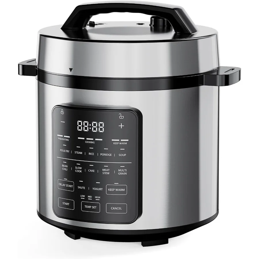 12-in-1 Electric Pressure Cooker 6 QT Stainless Steel Multi Cooker for Pressure Rice Steamer Yogurt Maker Slow Cook Meat Stew C