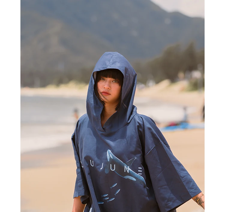 Nu-June Women Surfing Poncho Changing Robe Quick-Dry Hooded Towel Cape Swimming Robe Beach Wetsuit Surf Towel Poncho Adult