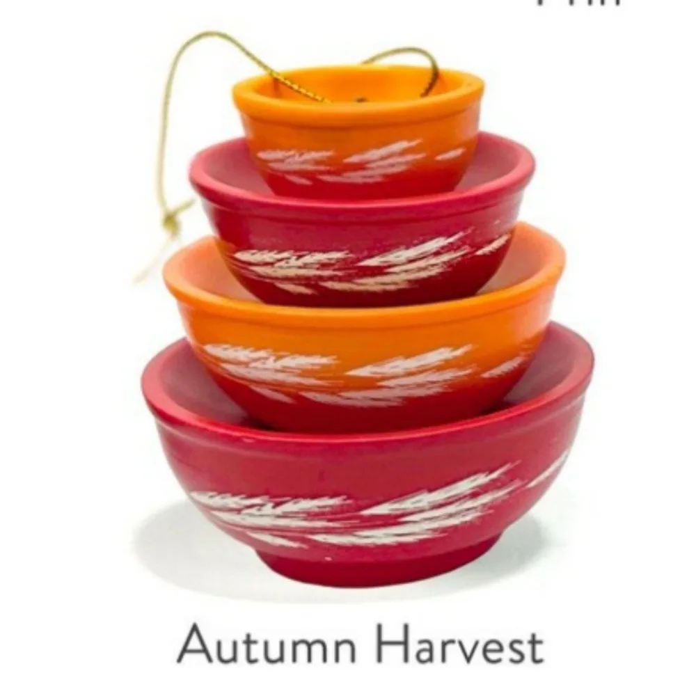 Christmas Stacking Bowls Ornament Retro Nesting Bowls Xmas Tree Hanging Decoration Miniature Resin Pendant for Kitchenware Decor