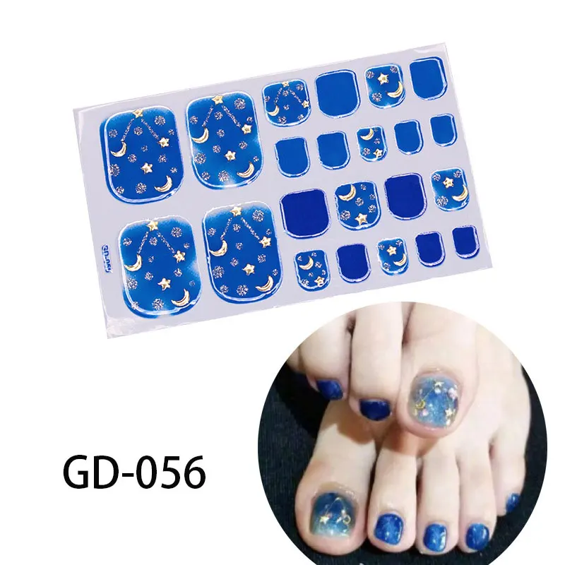 Glitter Sequins Toenail Sticker Full Cover Waterproof Sticker Foot Toenail Tablets Nail Stickers Manicure DIY Nail 22Tips/Sheet nail stickers nail decals nail art decoration