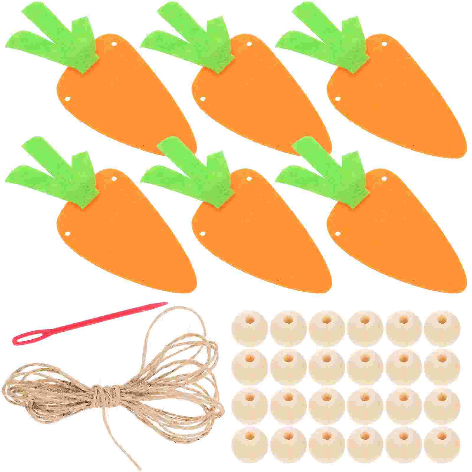 

1 Set Easter Carrot Wooden Beaded Garland Rustic Spring Mantel Fireplace Garland Decoration