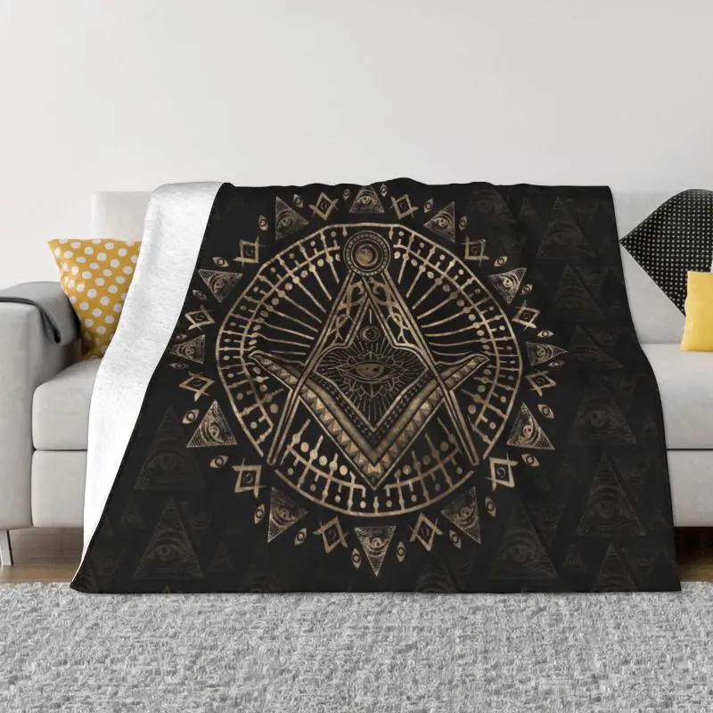 

Freemasonry Symbol Blanket Warm Fleece Soft Flannel Mason Throw Blankets for Bed Sofa Office Spring