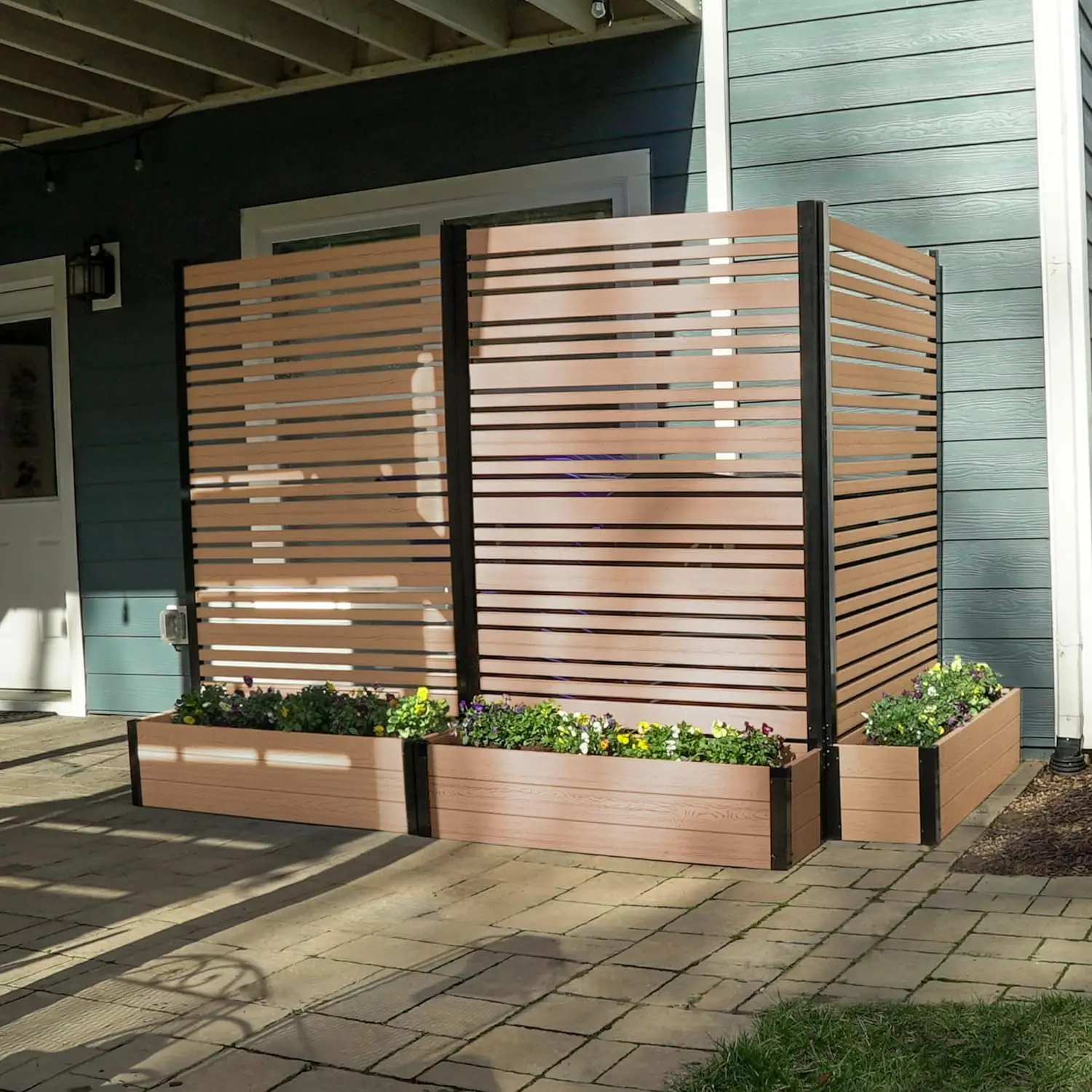 

6ft H x 4ft W x 1ft L Florence WoodTek Vinyl Outdoor Freestanding Privacy Fence Screen Panel and Planter Box Kit