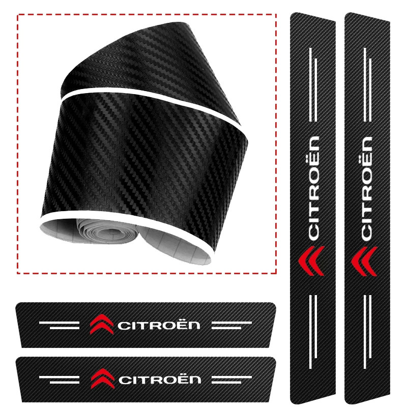Carbon Fiber Car Door Sill Scuff Plate Decor Stickers – Multiple Pieces Available