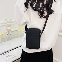 New Fashionable Mini Phone Pouch Square Vertical Tote Bag Simple Shoulder Bag Portable Lightweight Canvas Coin Crossbody Bag - Image 4