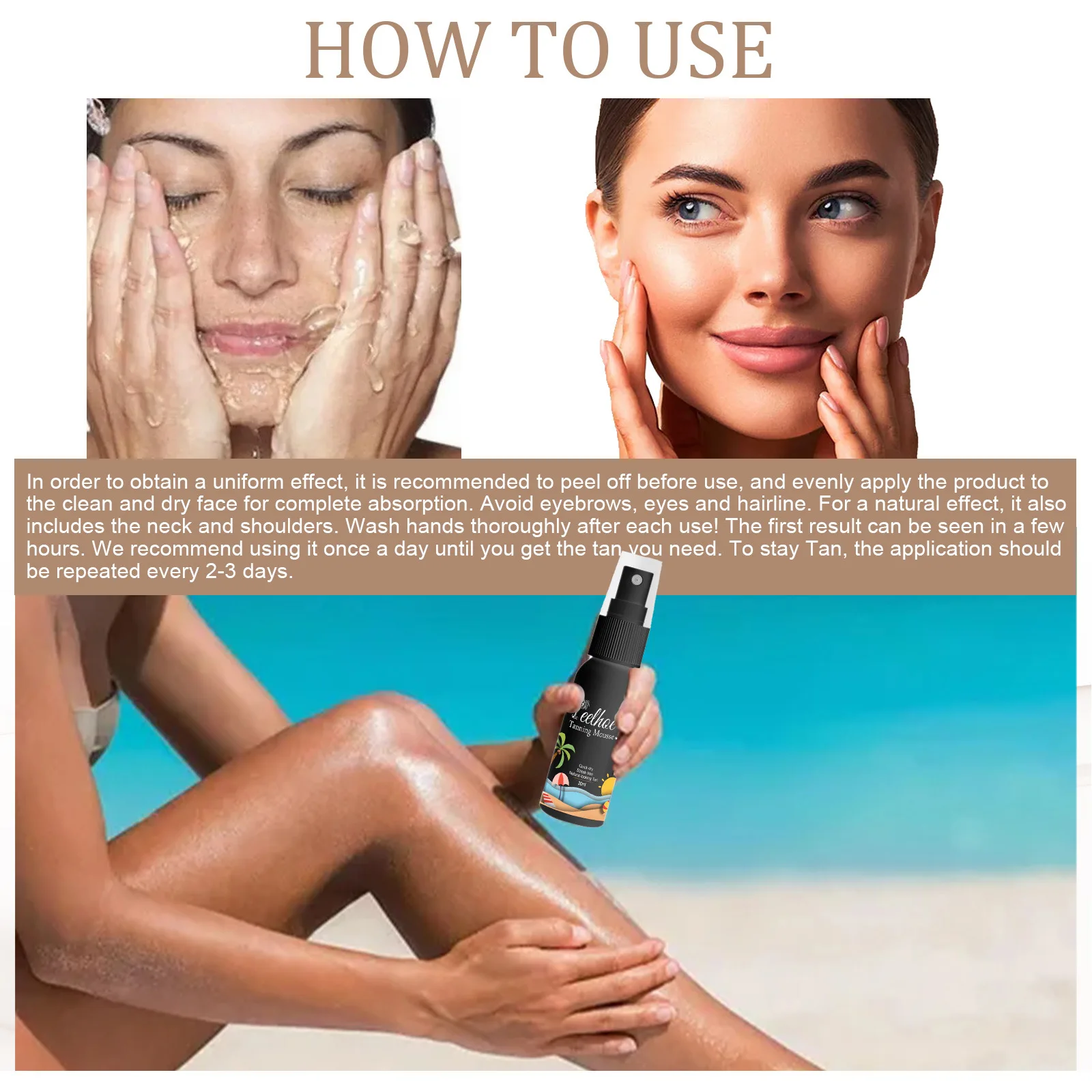 Body Quick Tanning Spray Create A Natural Summer Tan Bronzer In Sun-free Application Beach Lotion Sunless Tanning Spray Female Men_voghion.com
