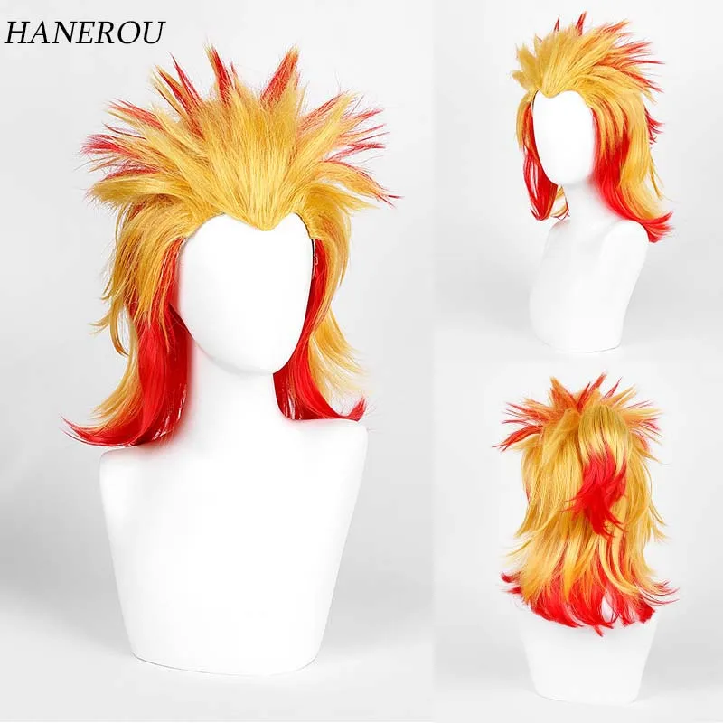 Short Yellow-Red Gradient Wig Synthetic Cool Styling Wig for Men Cosplay Anime Halloween Party Realistic Nature Hair Breathable 12 pcs flameless candles realistic flickering yellow led cordless tealight candles