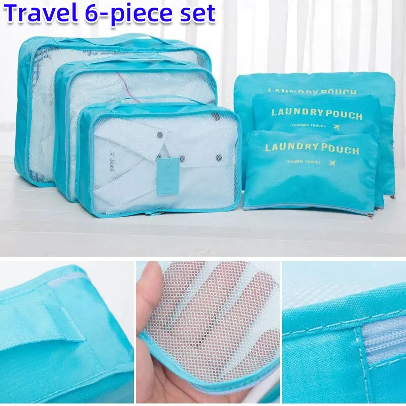 

6pcs Travel Storage Bag Set Large Capacity Waterproof Luggage Clothing Underwear Cosmetic Storage Bag