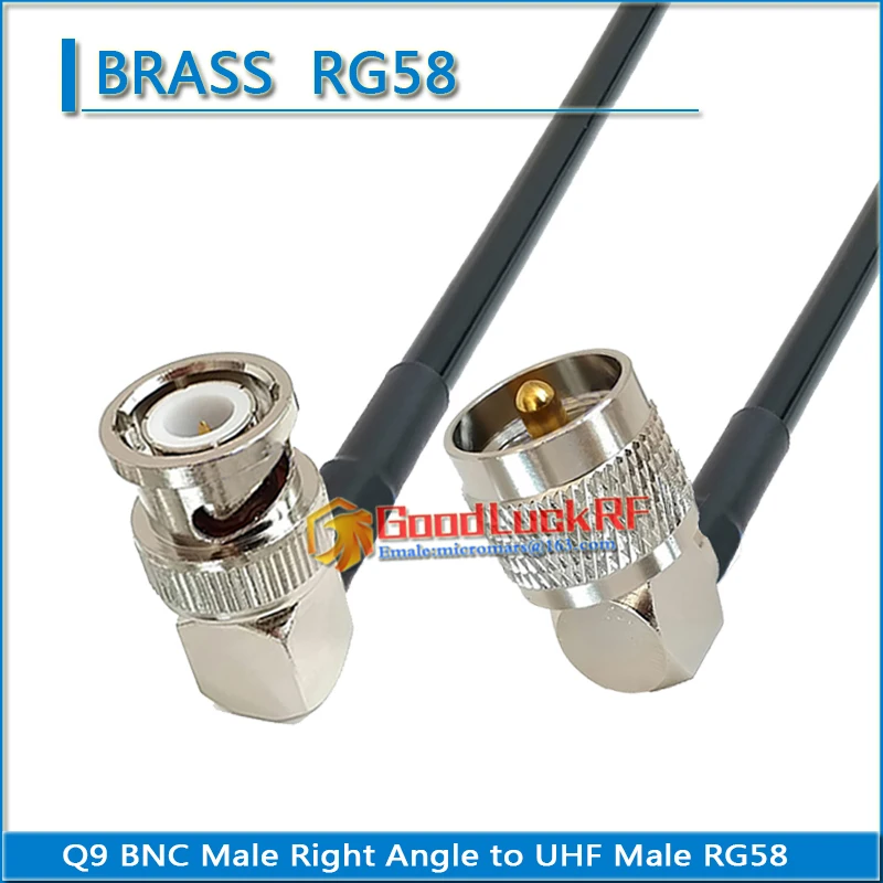 

PL259 SO239 UHF Male Right Angle to Q9 BNC Male 90 Degree Connector Pigtail Jumper RG-58 RG58 3D-FB Extend cable 50 ohm