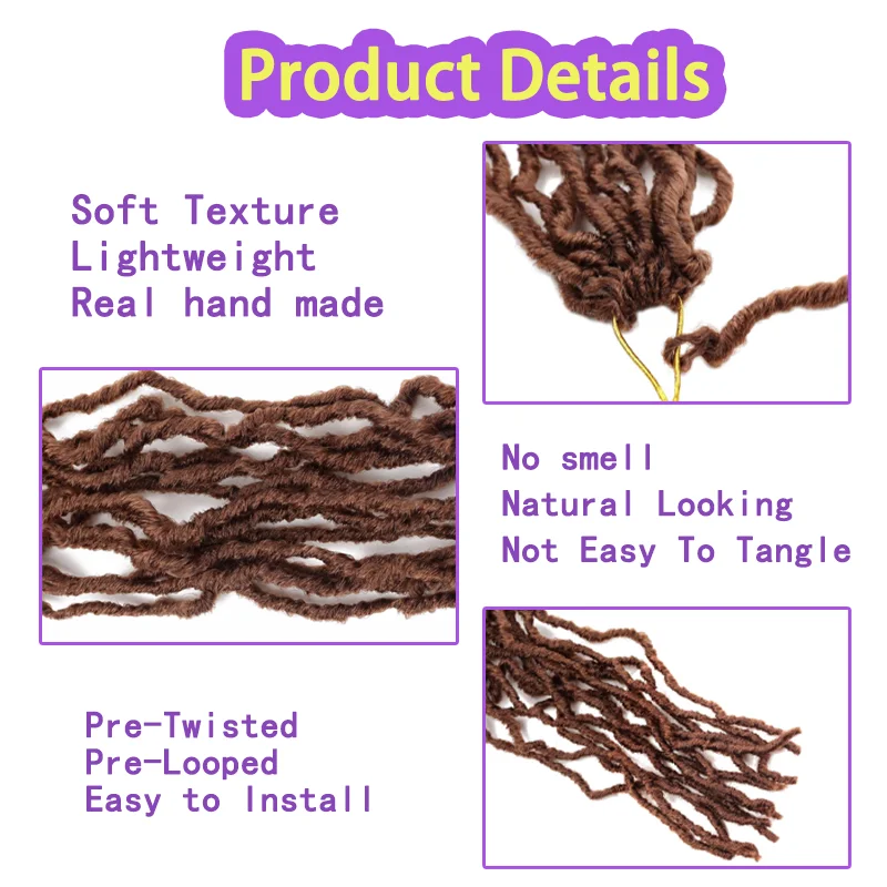 Brown Soft Synthetic Locs 30 Inch 7 Packs Faux Locs Color 30 Crochet Locs Hair Whole Strand No Extended Pre-looped Long Locs 3