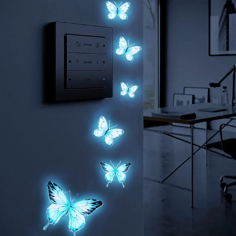 Creative Luminous Blue Butterfly Wall Stickers DIY Glow in The Dark Butterflies Wall Decals Sticker for Bedroom Home Decoration