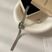 Petit cadran ovale montre verte Simple en acier inoxydable dames montres marque femmes de luxe cadeau montre à Quartz livraison directe 6