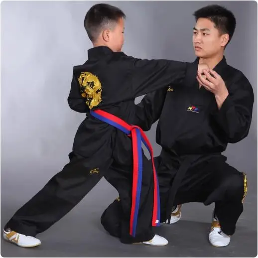 Kimono Black Taekwondo Training Embroidery 110-190cm Height Suit