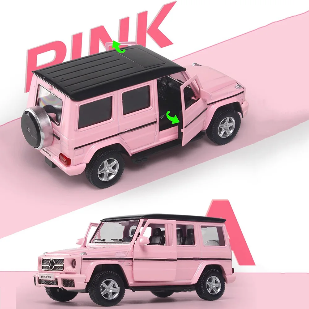 Deluxe Pink Die-Cast Toy Car with Opening Doors and Pull-Back Action