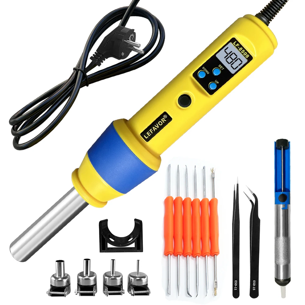 LCD Digital Heat Hot Air Gun Desoldering Soldering Station Temperature Adjustable 110V 220V LEFAVOR