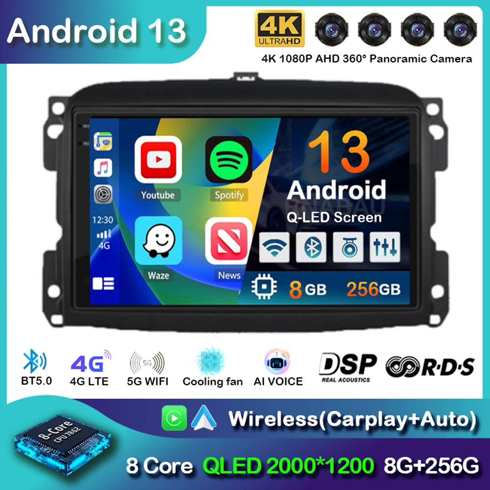 Android 13 Carplay Autoradio Per Fiat 500L Egea Doblo 2012-2017 Multimedia Autoradio Dsp Lettore Video Audio Navigazione Stereo