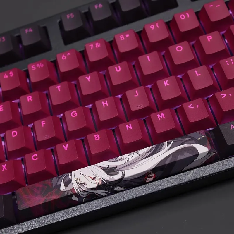 Teclas Conjunto Arquivo Azul Sorasaki Hina Keycap Pbt Tintura Subbed Backlit Keycaps Anime Gaming Key Caps para 61 87 104 108 Layout 108 - Imagem 5