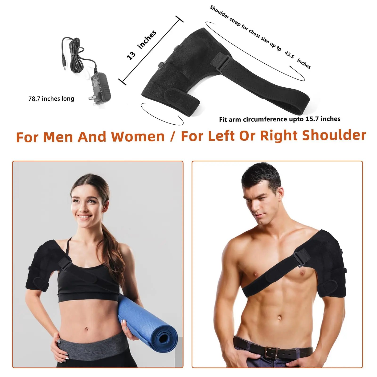 Heated Shoulder Wrap Brace Adjustable Shoulder Heating Pads Extension Belt Frozen Dislocation Pain Relief