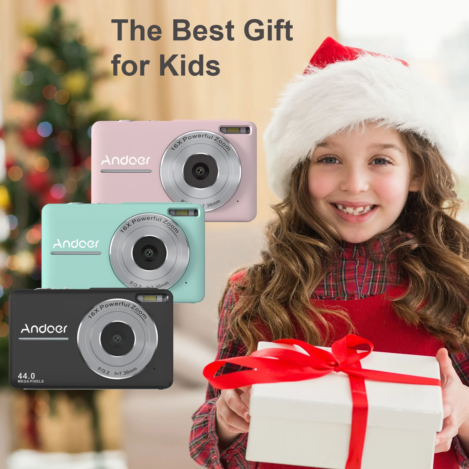 Andoer Digital Video Camera Portable Digital Camera 1080P 44MP 16X Digital Zoom Video Camcorder Birthday Christmas Gift for Kids