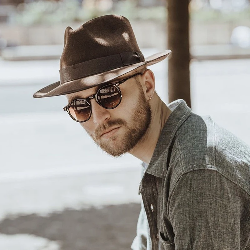 

Woollen Fedora Hat Unisex Felt Hats Adult British Style Retro Trilby Hats Popular Headwear Wool Fedora Trilby Hats Man's Cap
