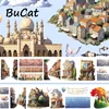 2m/Roll European Style Architecture PET Transparent Tape Decorative Adhesive Stickers for Scrapbooking Journal Card Making 3