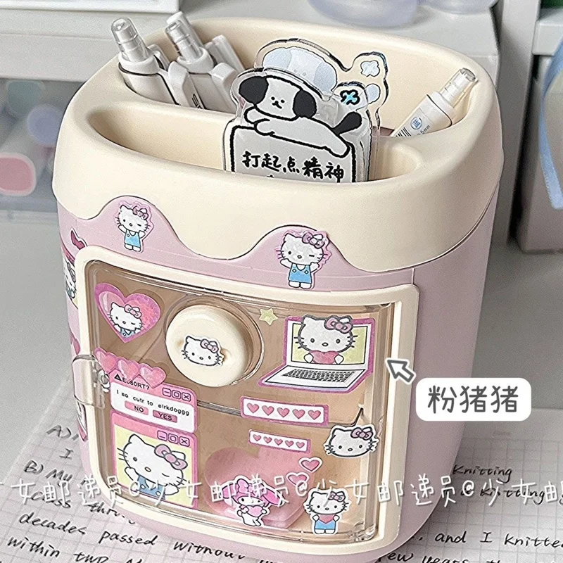 Pen Holder Pen And Brush Holder Desk Organizer Desk Storage Rack Sanrio Pen Holder Kawaii Desktop My Melody Kuromi Cinnamoroll Diy Sticker Storage Box Makeup Brush Storage Tube Pen Holder Gift