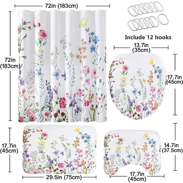 4-piece shower curtain sets 6