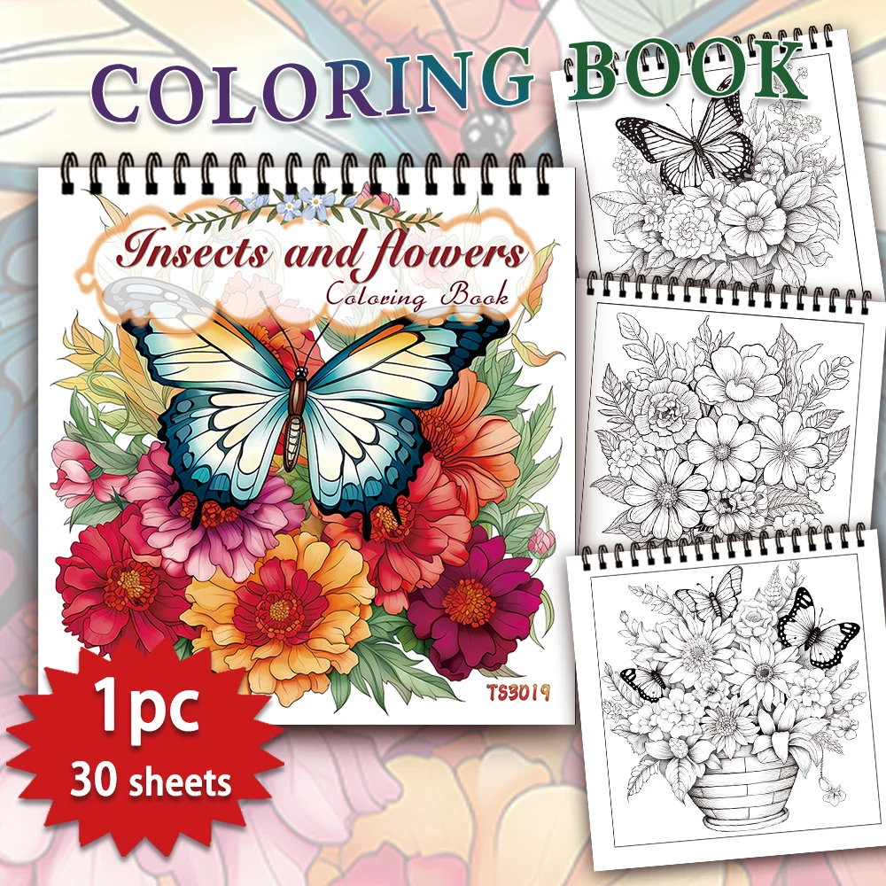 Vibrant Women's Spiral Adult Coloring Book - 30 Creative Sheets, 8.3x8.3 inches, Perfect for Relaxation and Gifting