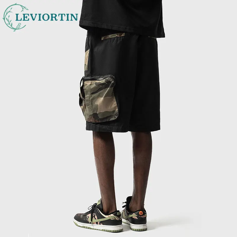 Pure Cotton Cargo Camouflage Shorts for Men Summer Outdoor Multi Pocket Stretch Cargo Training Camping Climbing Short Pants