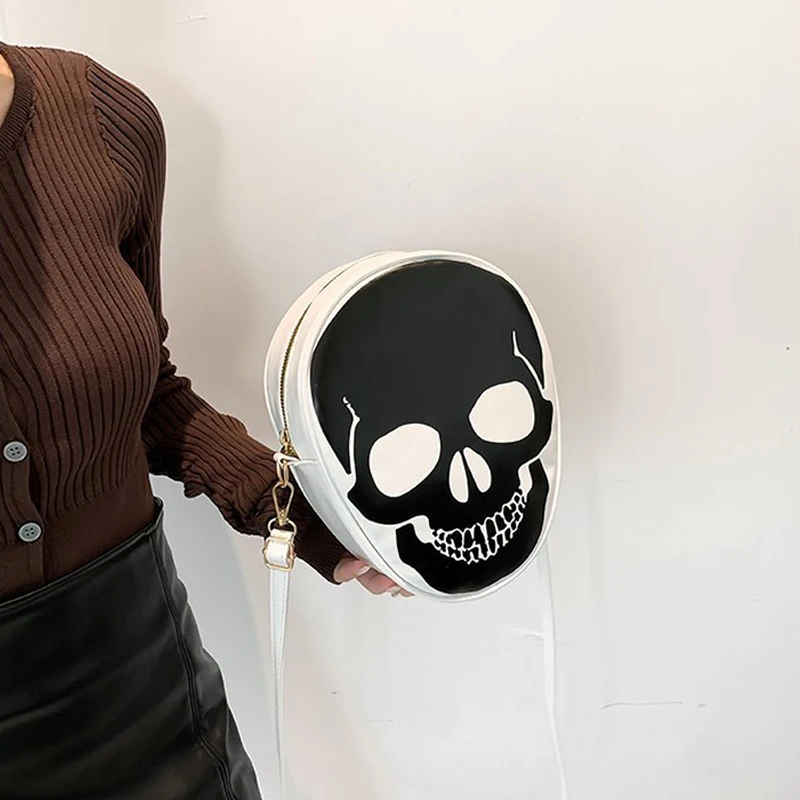 Fashion Casual Women's Shoulder Bag Skull Pattern Color Contrast Design Crossbody Bag For Halloween Festivals Party