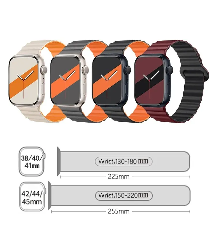 애플 워치 스트랩용 마그네틱 밴드, 실리콘 팔찌, 아이워치 시리즈 8, SE, 6, 7, 8, 9, 울트라 2, 40mm, 45mm, 44mm, 41mm, 49mm, 44mm, 38mm, 42