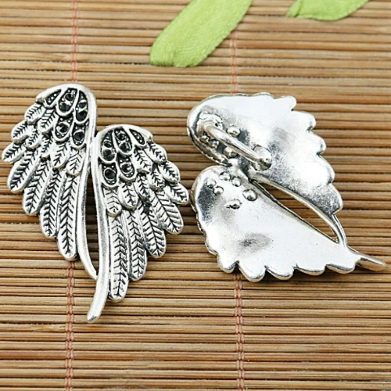 

5pcs 44*32mm Tibetan Silver Tone Angel Wings Cameo DIY Charms EF2055 Charms for Jewelry Making