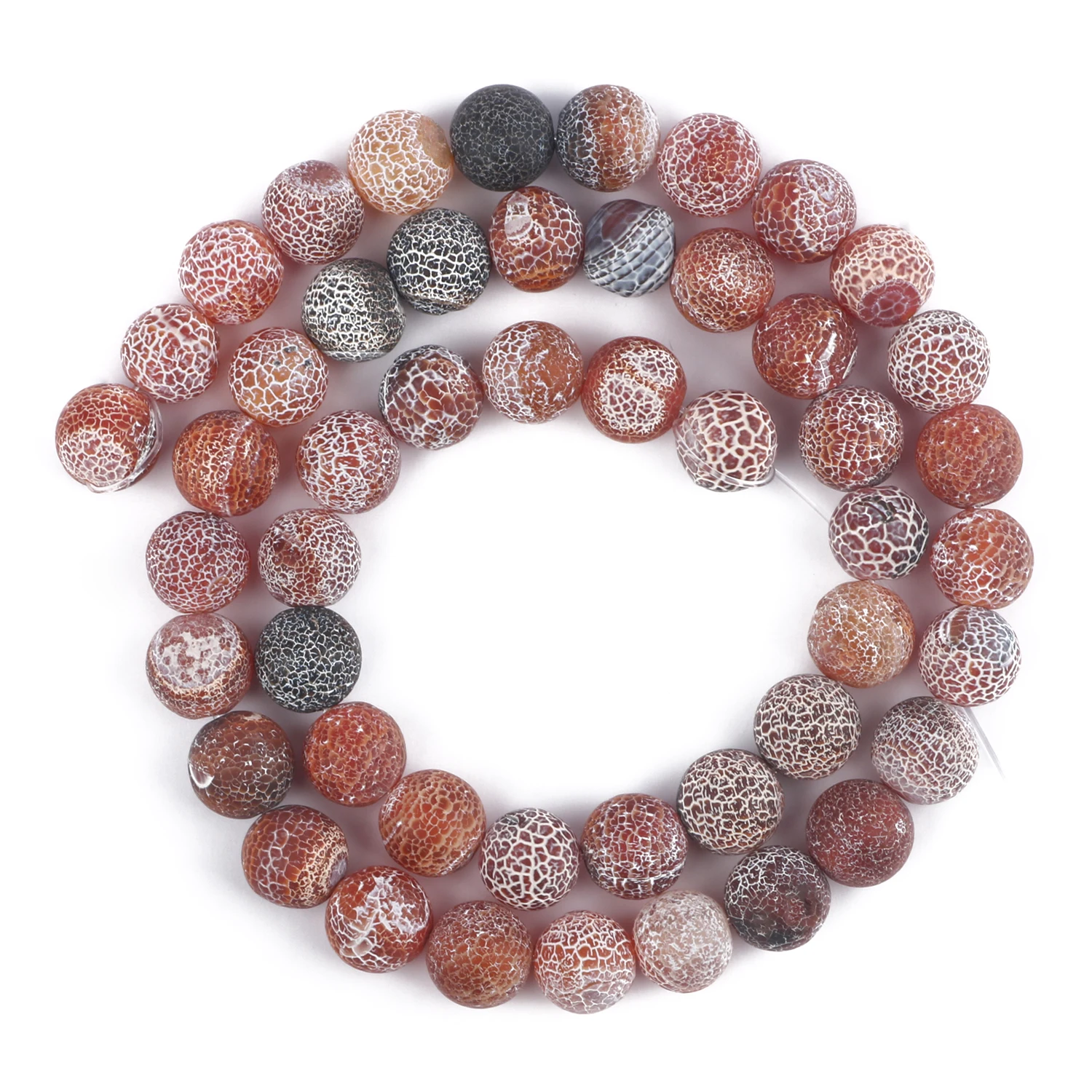 ジュエリー作り用のひびの入った黒瑪瑙ビーズ,丸いフロストビーズ,天然