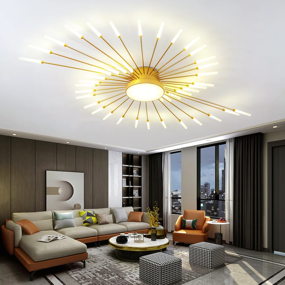 Fireworks Led Chandelier For Living Room Bedroom Home Chandelier Dimmable Led Ceiling With Remote Control