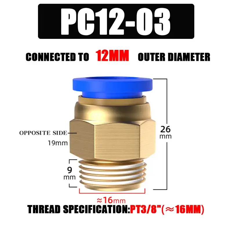10/50PCS Pneumatic Fitting Air Connector PC 4mm 6mm 8mm 10mm 12mm Thread 1/8" 1/4" 3/8" 1/2" Hose Fittings Pipe Quick Connectors - Image 8