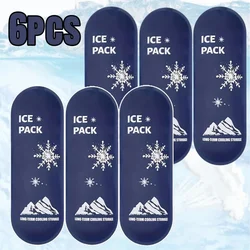 Reusable Gel Ice Pack for Pain Relief and Medicine Storage - Set of 1/6, Cooling Insulated Bag (Dark Blue 6pcs)