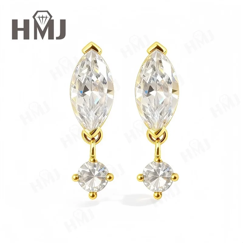 Luxuriöse 2,4ct Marquise-Schliff Moissanit Hängeohrringe 925 Sterling Silber D-Farbe/Schwarz/Champagner Jubiläums- und Muttertagsgeschenk – Detail 5