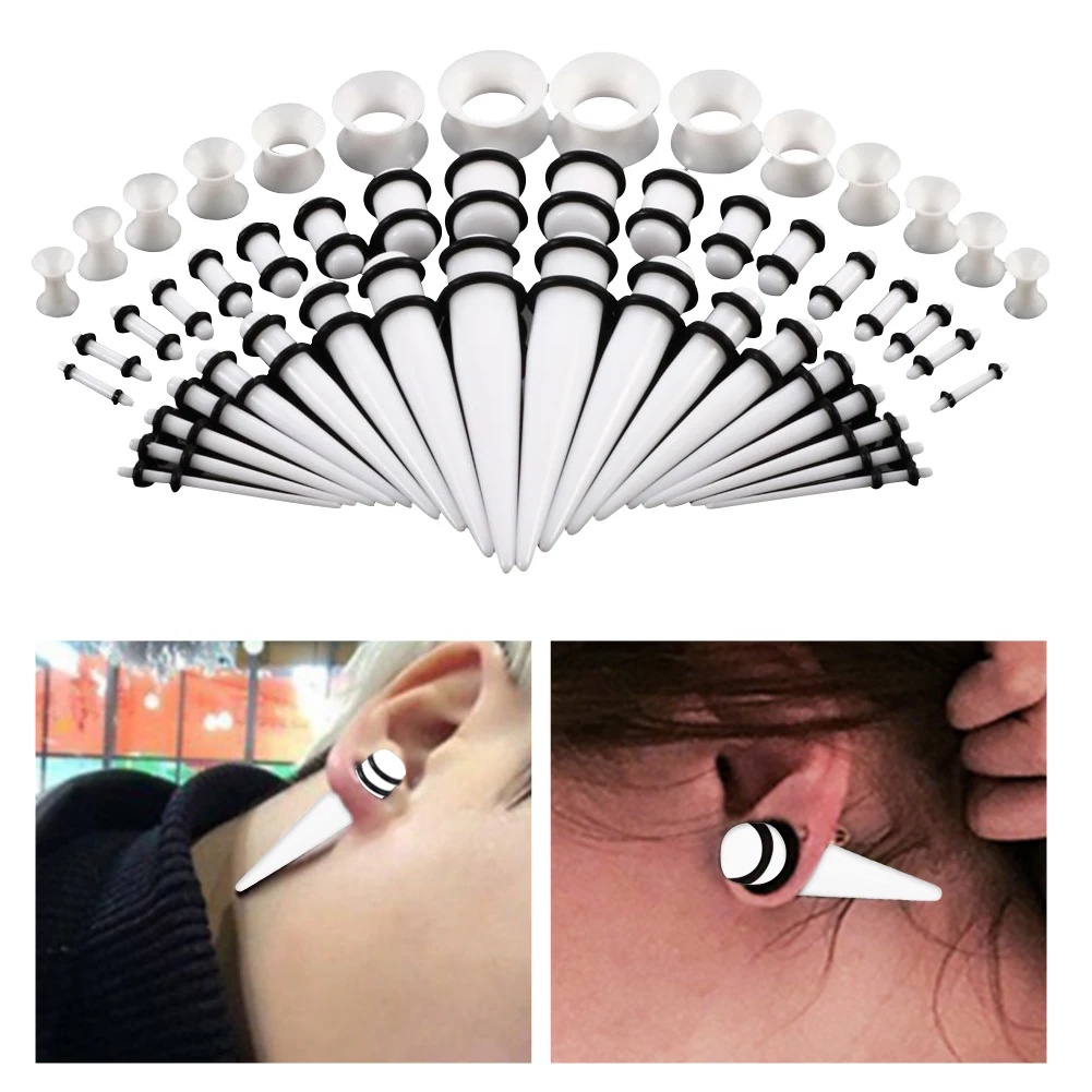50pcs Piercing Jewelry Taper Tunnel Plug Acrylic Silicone Party Body