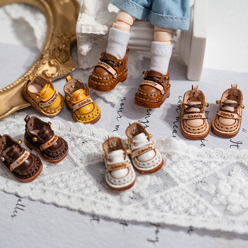 OB11 Doll Shoes 1/12 Inch Cowhide Shoes Boots Handmade Cowhide Shoes GSG Body9 YMY Hand Hook Doll