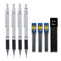 Metal Mechanical Pencil set with pencil grip Leads Art Drawing Student Office Supplies 0.5/0.7/0.9/2.0mm Automatic Pencil 1
