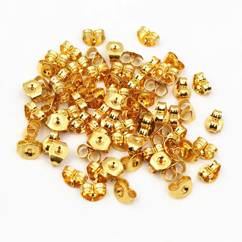 100pcs Gold-Plated Stainless Steel Earring Backs – Stud Earring Stoppers 2