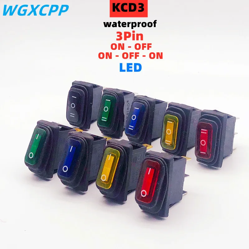 Interrupteur à bascule KCD1 12V 220V, 2 positions, 3 broches, petit  équipement électrique rond jaune avec interrupteur lumineux - AliExpress