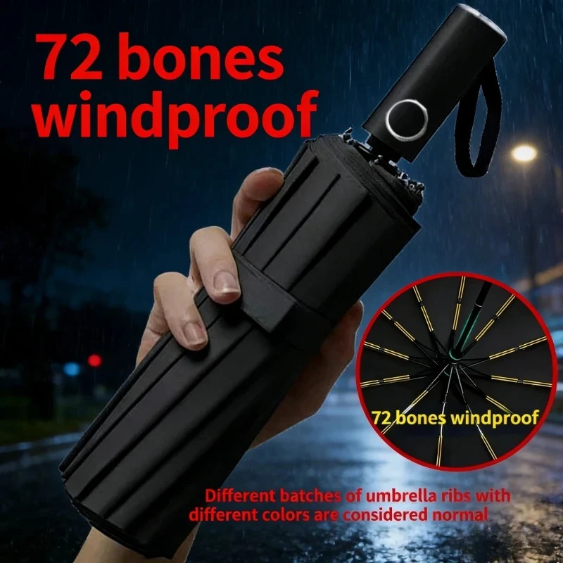 72 os Super fort coupe-vent automatique pliant renforcé grand imperméable à la pluie Protection solaire femmes hommes parapluie