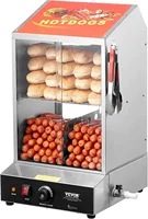 Hot Dog Steamer, 39QT, 2-Tier Hot Dog Hut Steamer, 86℉~185℉ Temperature Control, Electric Bun Warmer with Tempered Glass Slide D 1