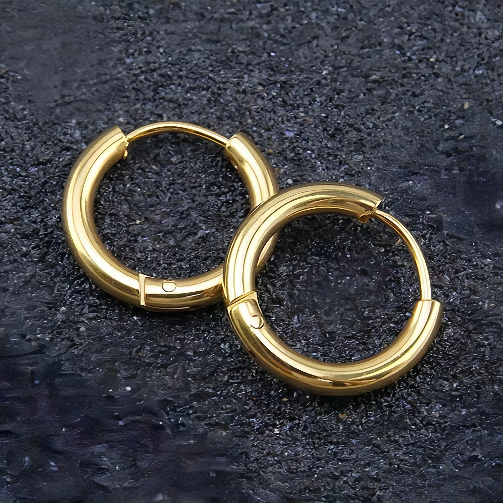 8-20mm Punk Kleine Runde Edelstahl Creolen Für Männer Frau Schwarz Minimalistischen Party Y2k Piercing Ohr schmuck Zubehör – Detail 6