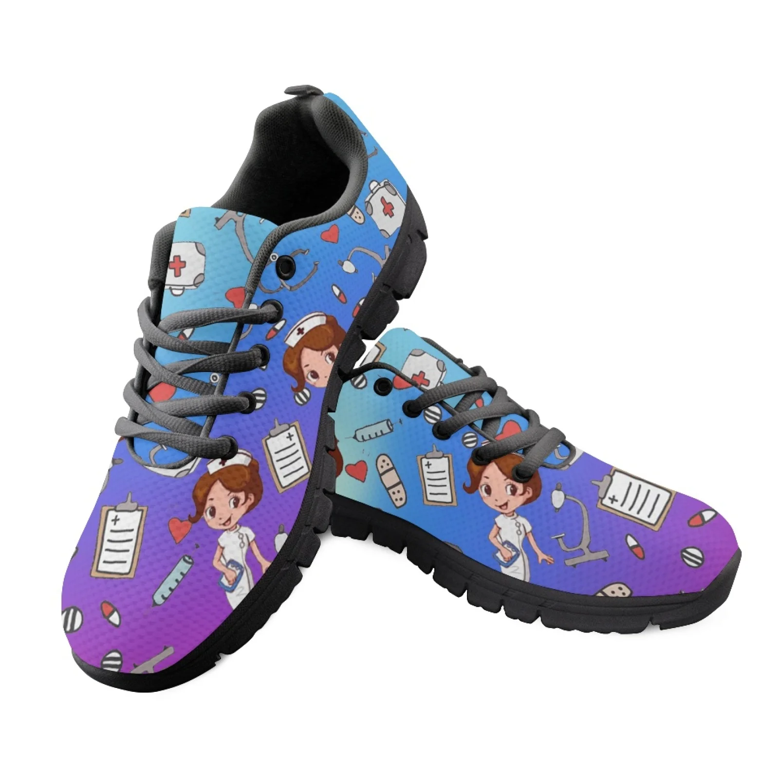

Female Casual Shoes Cute Nurse Woman Sneakers Premium Sketch Physio Pattern Flat Shoes Women Spring Ladies Sport Jogging Shoe