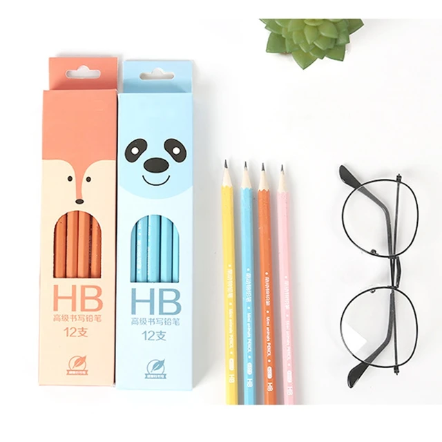 Cartoon Writing Pencils with Erasers HB Pencils Student Drawing Supplies  for Kid