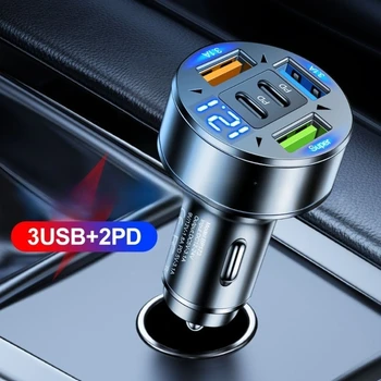 ​ Caricabatteria da auto super veloce da 100 W Multi porta QC3.0 Tecnologia PD Caricatore da veicolo con 3 porte USB per smartphone Tablet Laptop ​