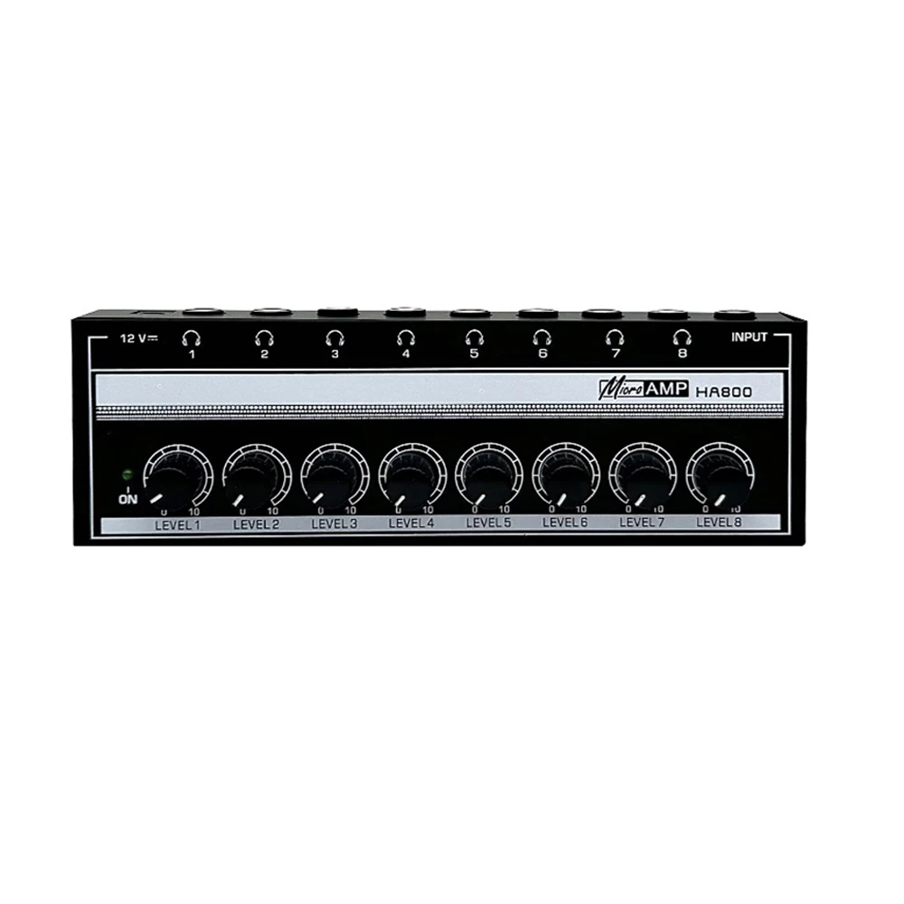 HA800 헤드폰 앰프 오디오 앰프 초소형 8채널 미니 오디오 스테레오 마이크 AMP. 전원 어댑터 포함